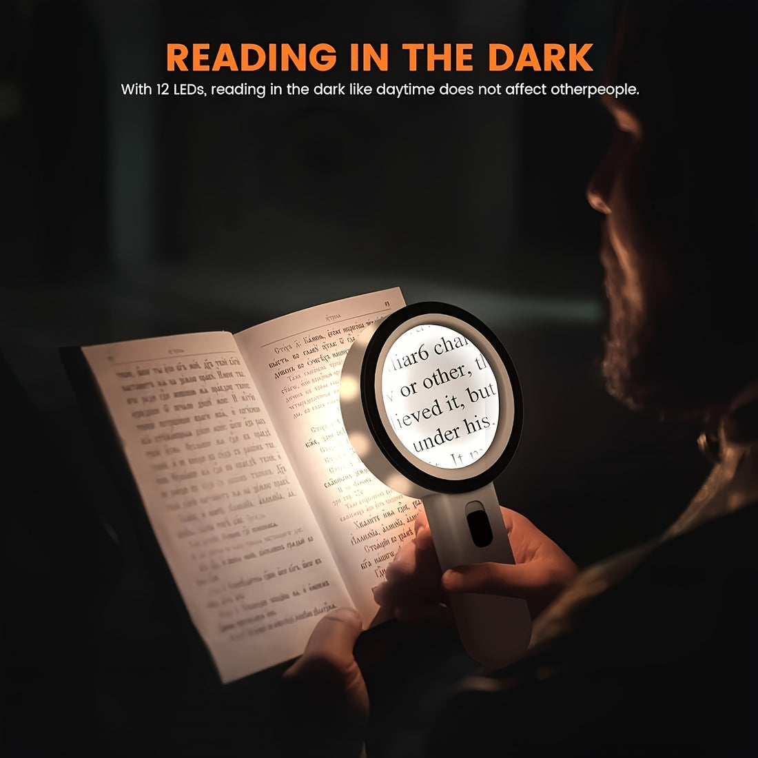 30 power handheld magnifying glass led light battery