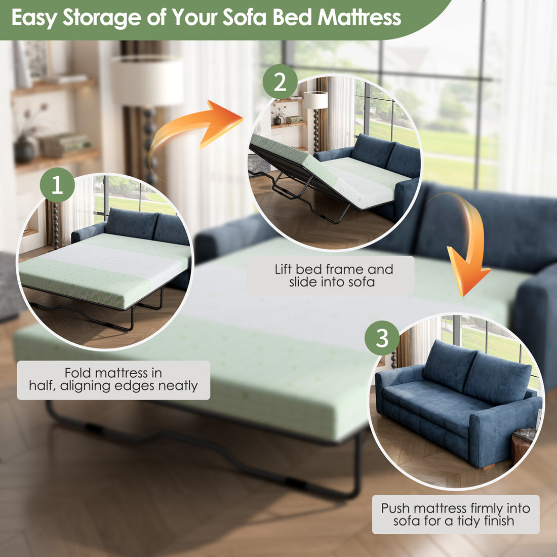 4" Gel Memory Foam Mattress for Sofa Bed, Mattress Replacement For Sleeper Sofa, Couch Bed, Guest Rooms, Rvs & Boats - MATTRESS ONLY