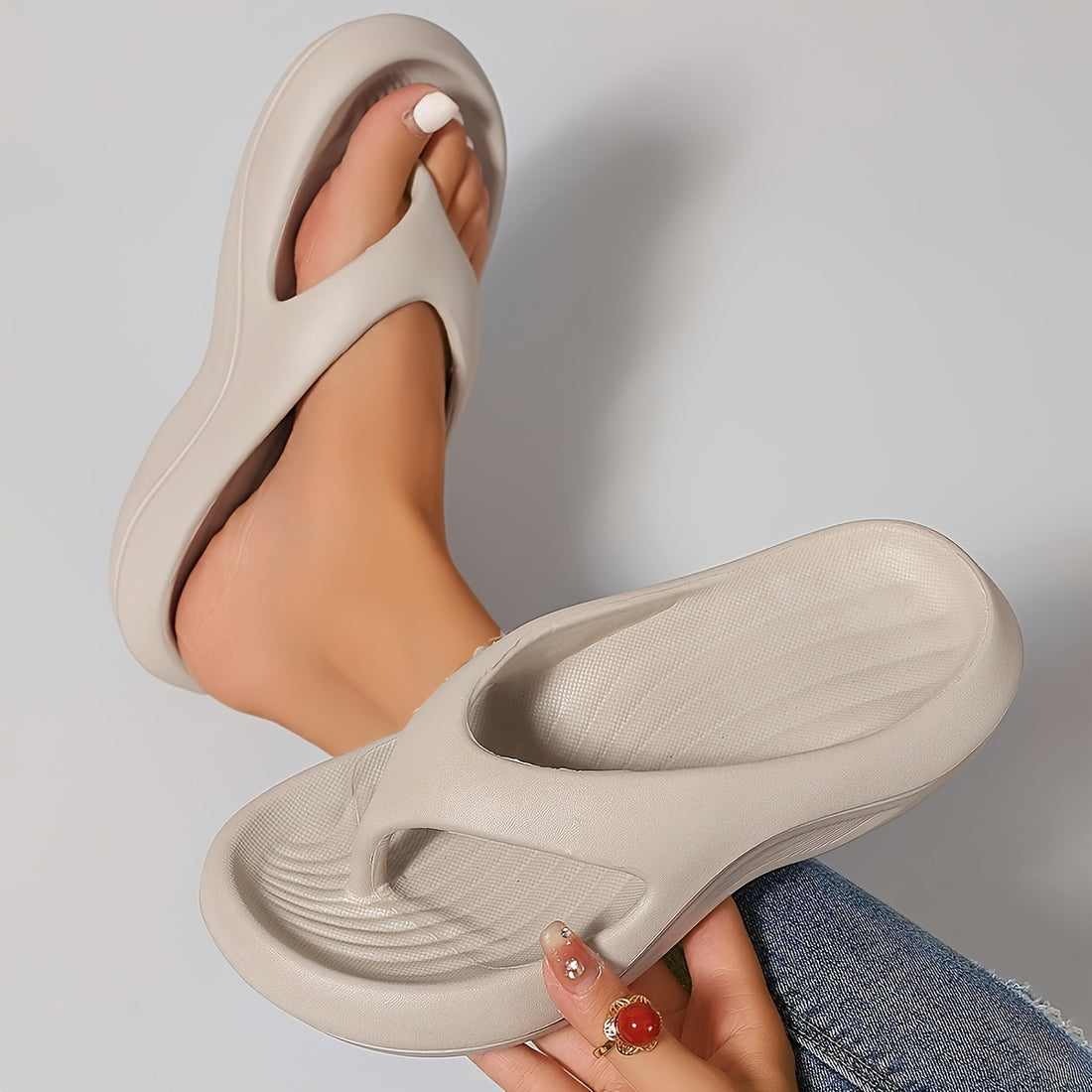 women retro eva slippers arch support thick sole heel