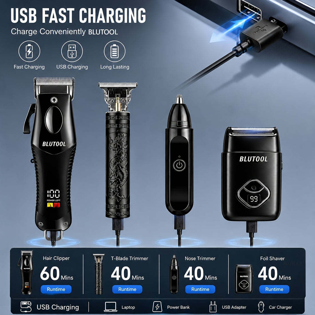 rechargeable electric grooming kit an lcd battery