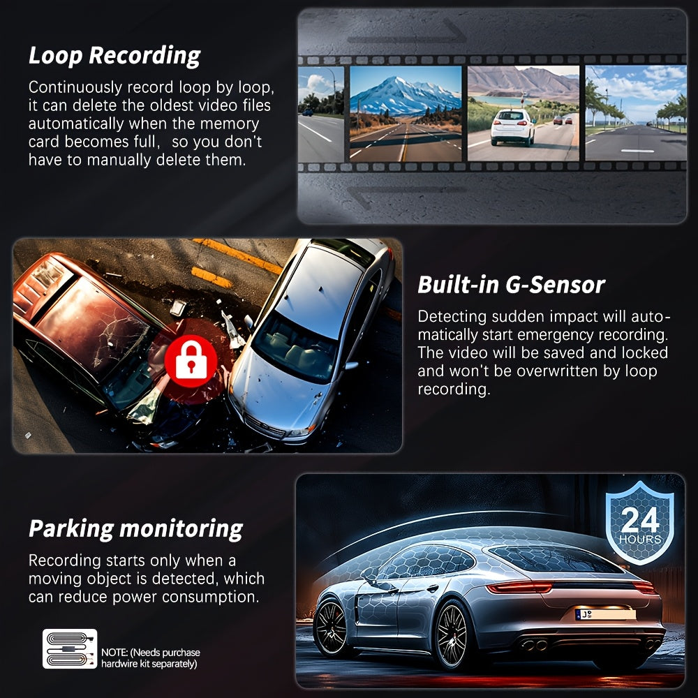 360 panoramic car dash cam fhd 1080p 4 0
