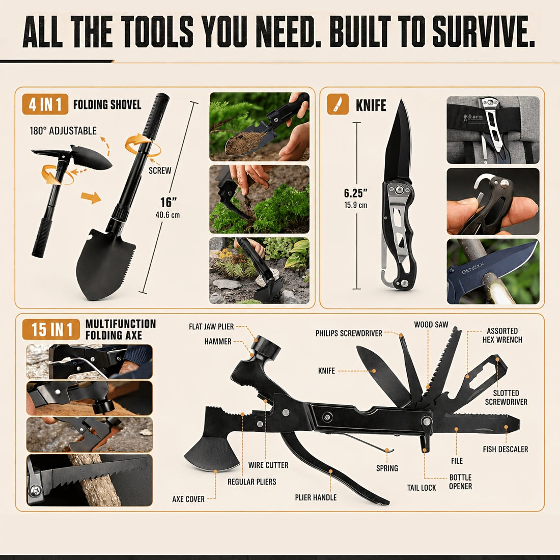 outdoor survival gear kit 249pcs aid set
