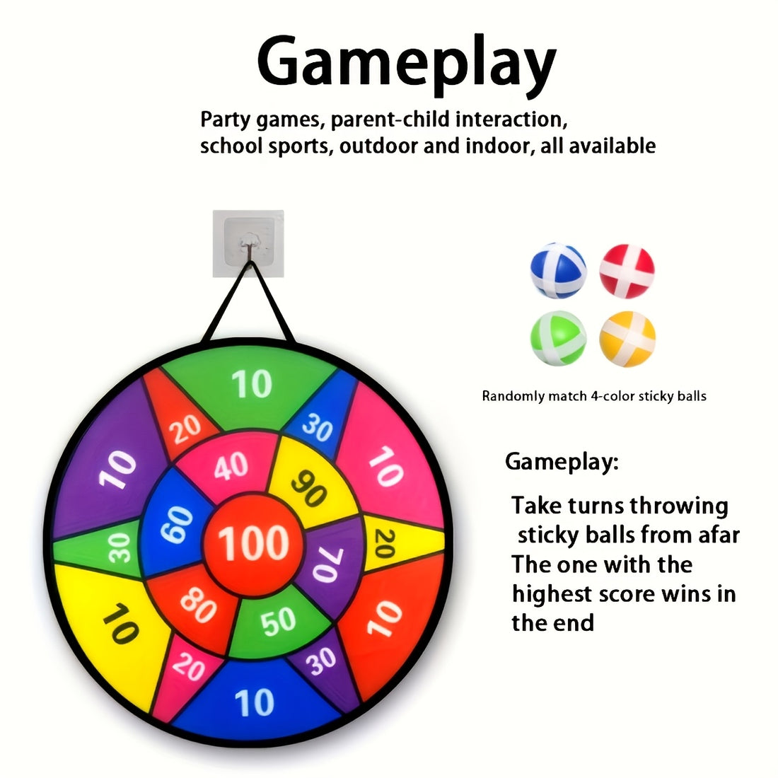 large size foldable board sticky ball game set 12pcs