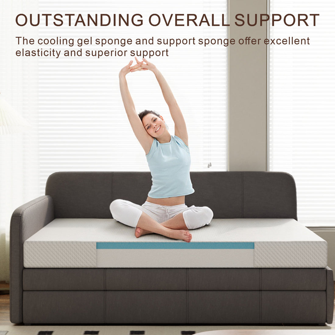 5 Inch Twin Daybed Mattress for Kids Adults, with Cooling Gel Memory Foam, Medium Firm, Fiberglass-free, CertiPUR-US Certified
