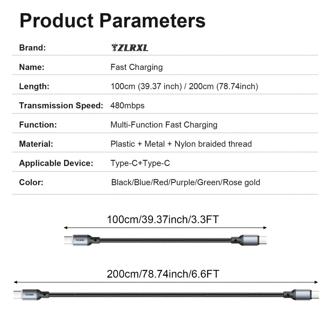 type c 100w nylon braided super fast charging data cable