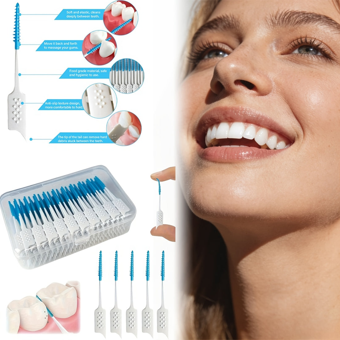 100 packs stylish mini floss brush mint floss stick