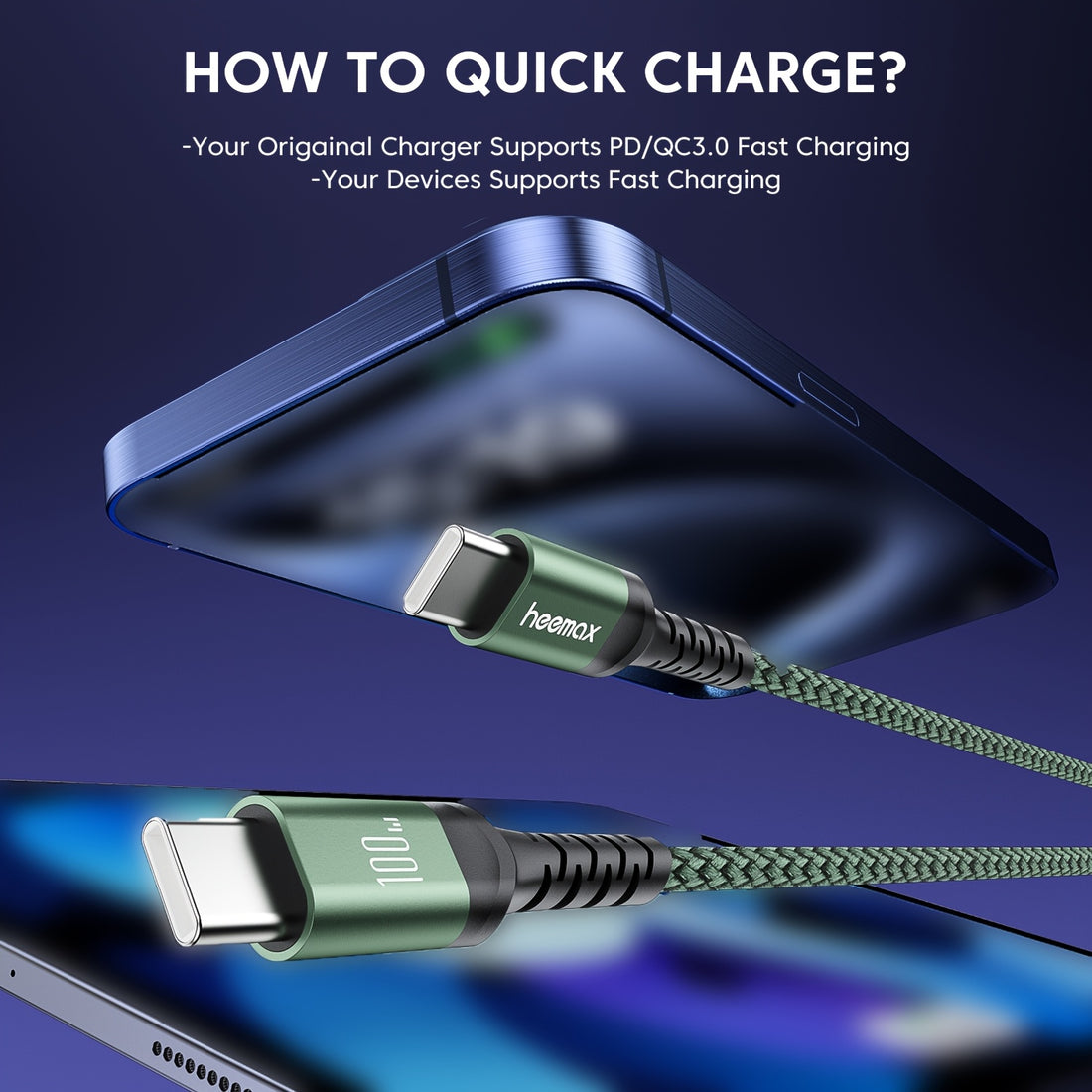 100w charging cable pd3 0 high speed type c