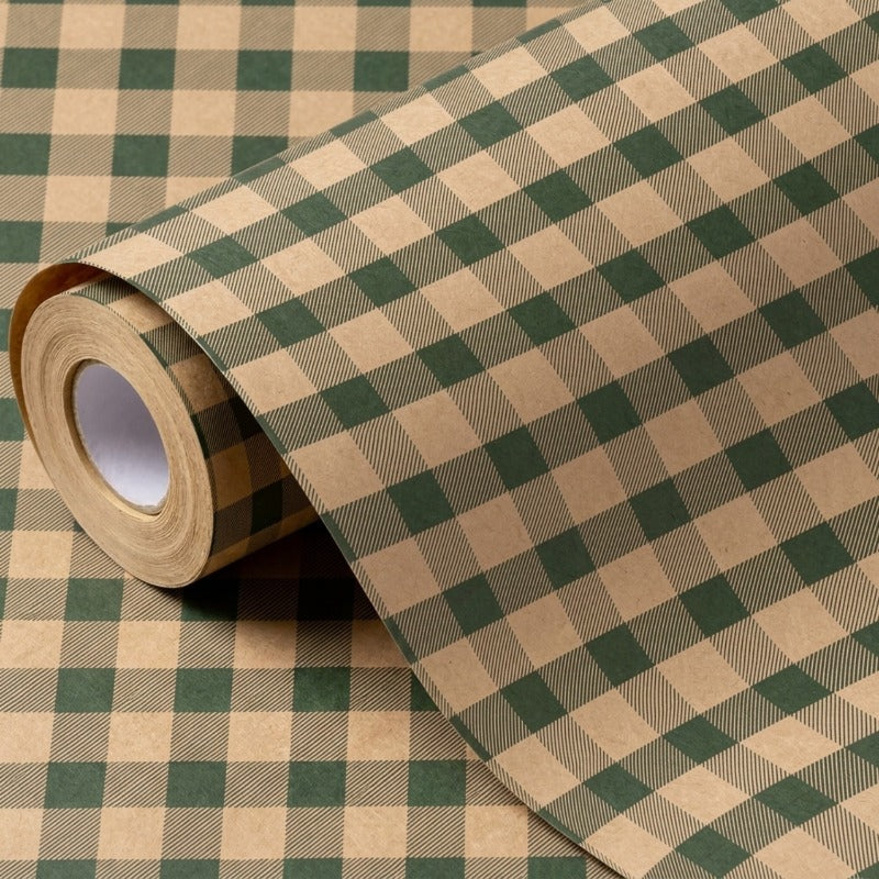 1 roll green wrapping paper roll rustic