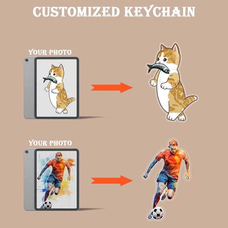 1 photo text keychain