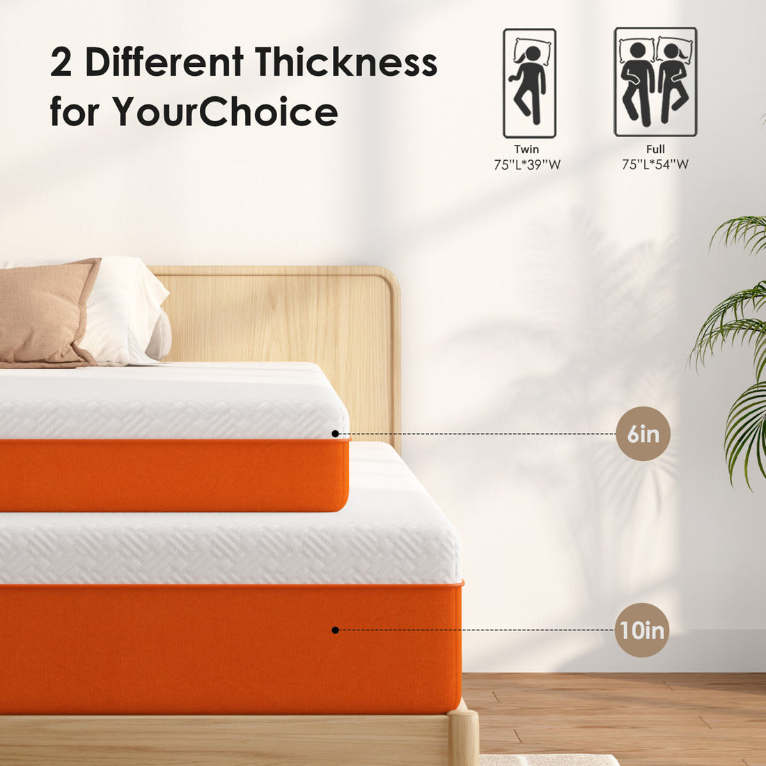 6" Gel Memory Foam Medium Mattress, Twin Size Mattress With Removable Washable Cover