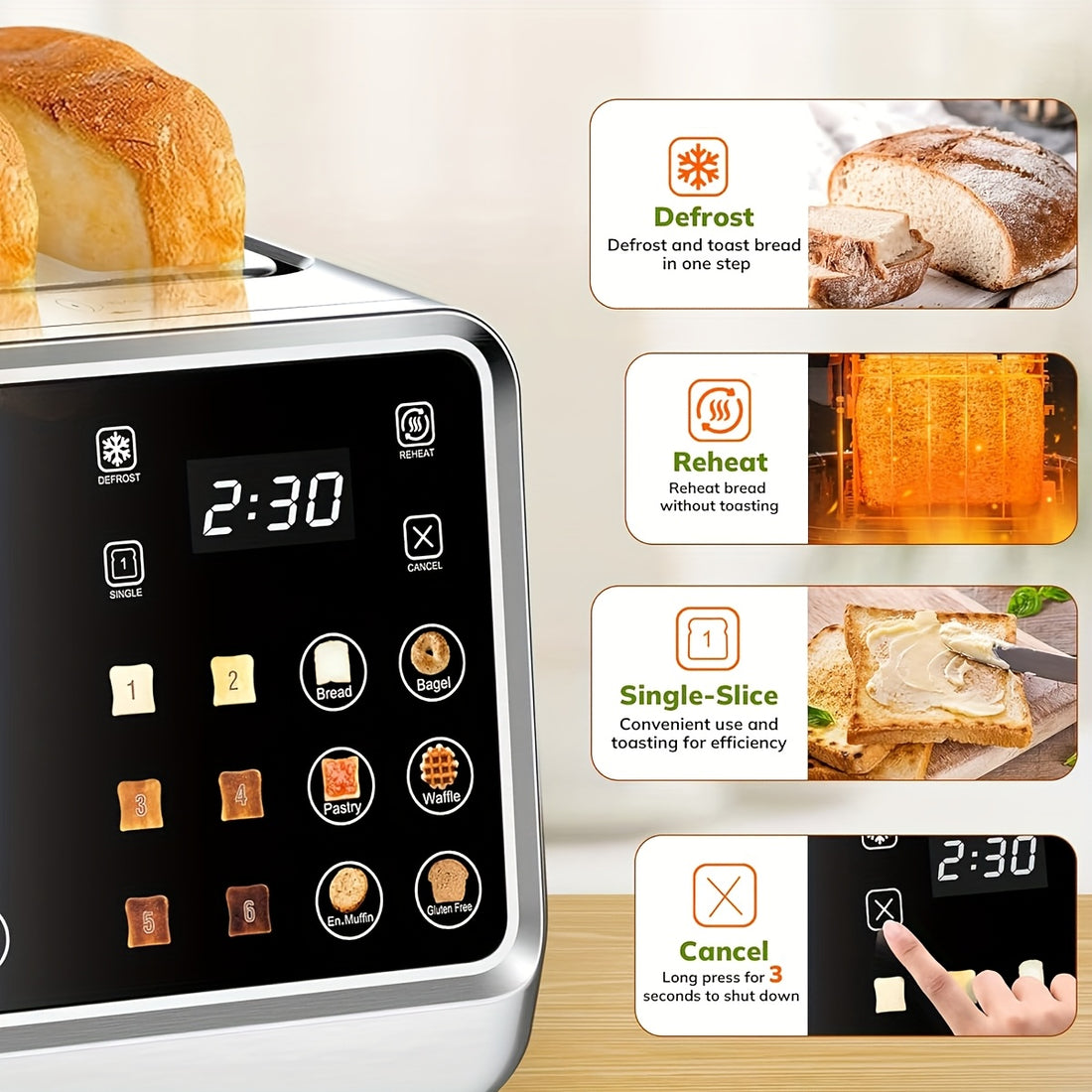 toaster 4 stainless steel digital smart toaster