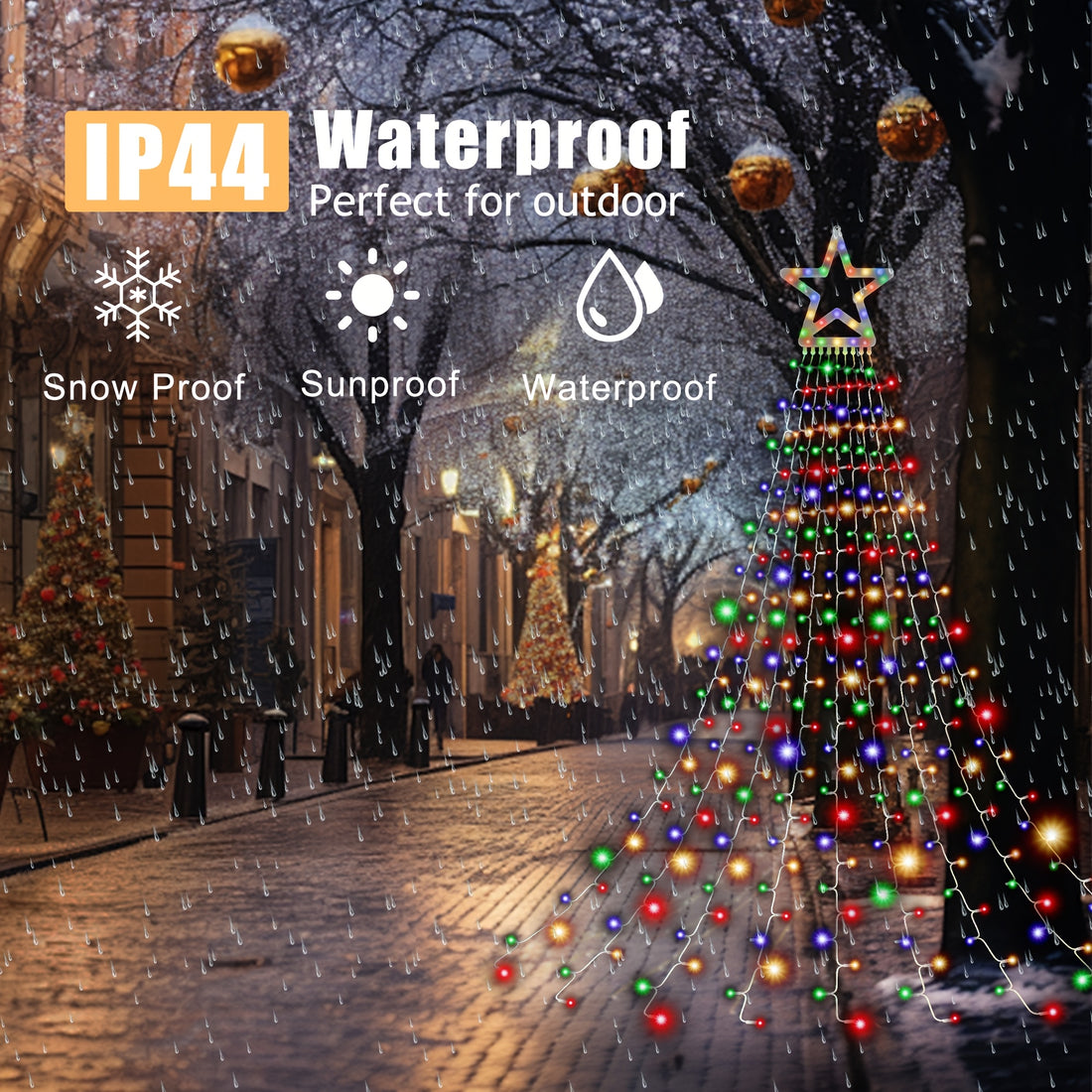 11 48 colorful christmas outdoor waterfall star shaped