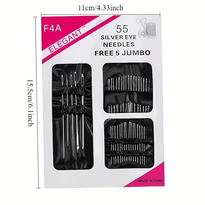 55pcs stainless sewing needles set