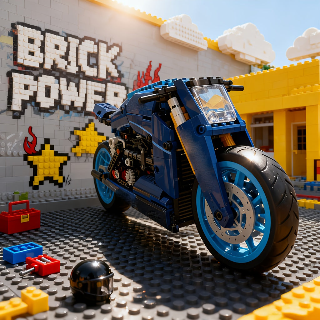 1 8 motorcycle building blocks high assembly