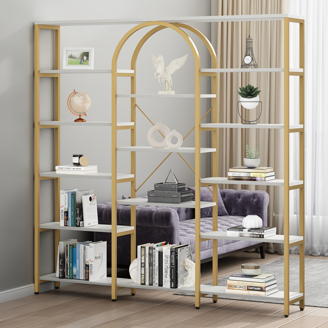triple tier large open bookshelf tall storage display