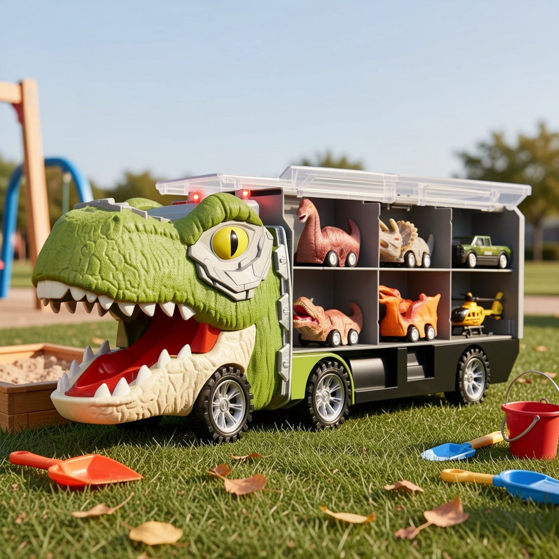 13 packs dinosaur truck toys kids transport