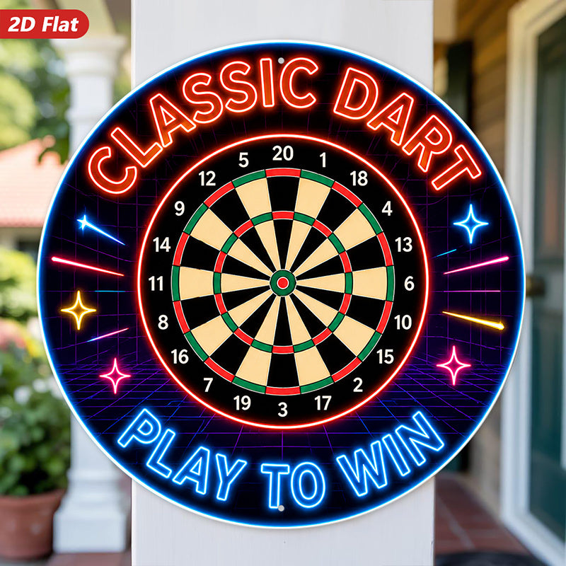 2d flat 1pc retro game wall sign round dartboard