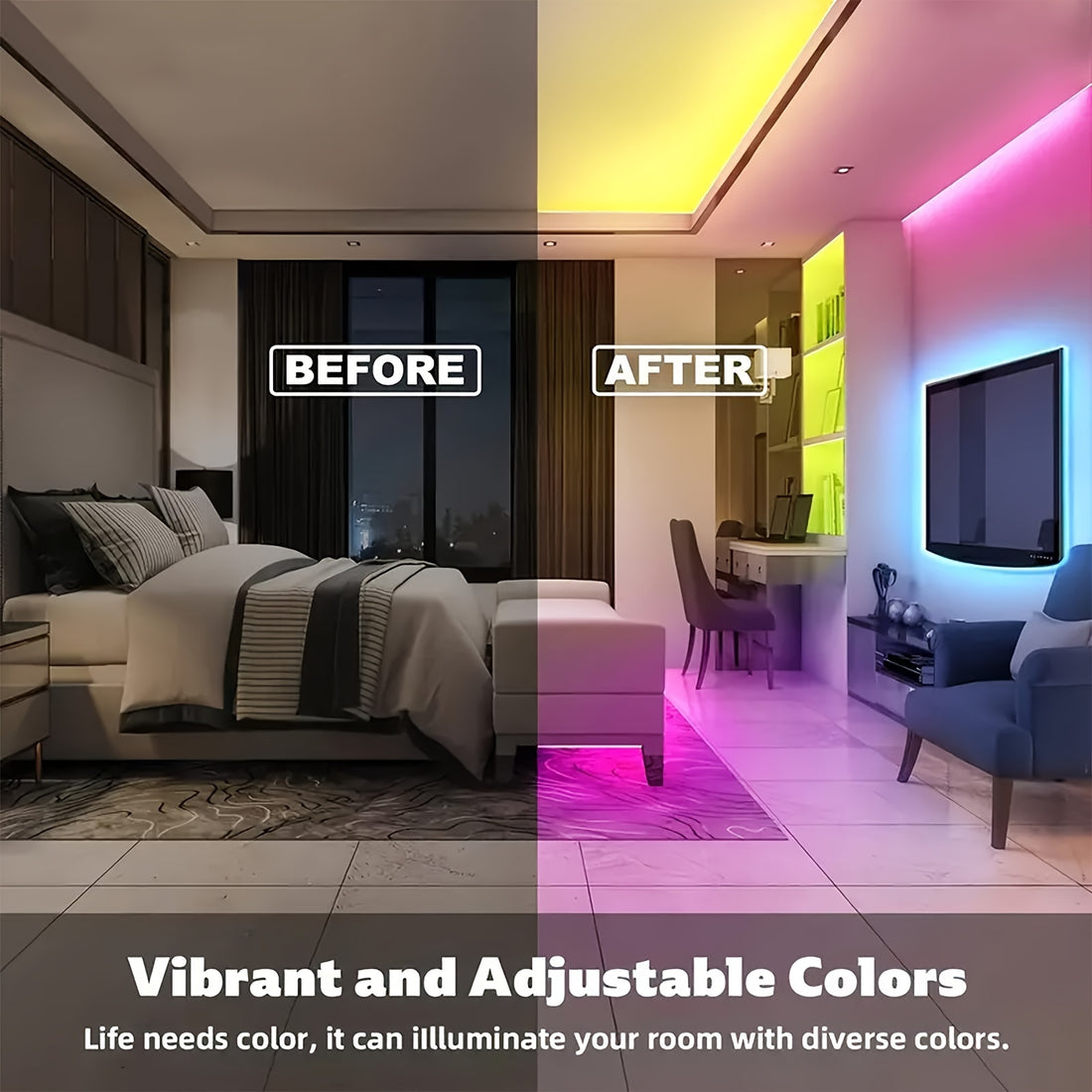 100 lights bedroom color changing led strip