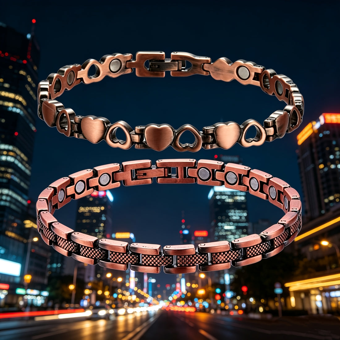 2pcs set womens copper magnetic anklets a free size