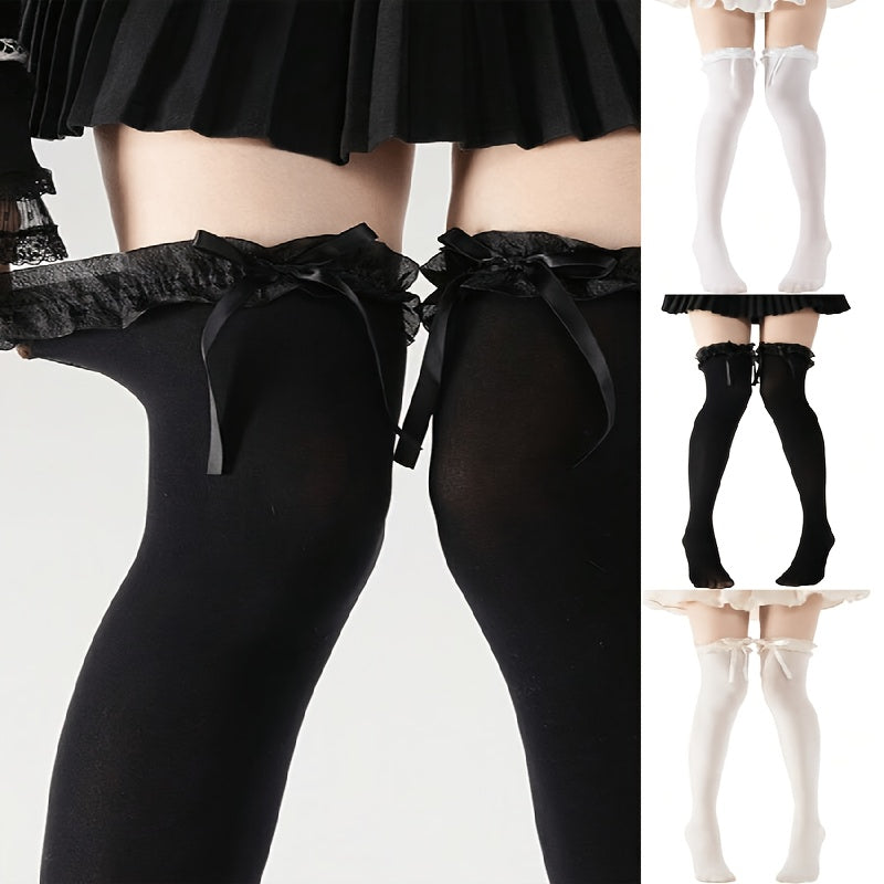 1 pair bow lace knee socks perfect retro y2k