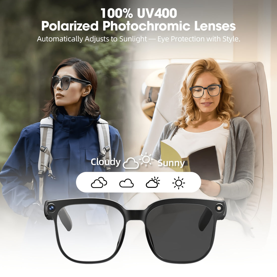 smart 8mp hd video recording glasses audio
