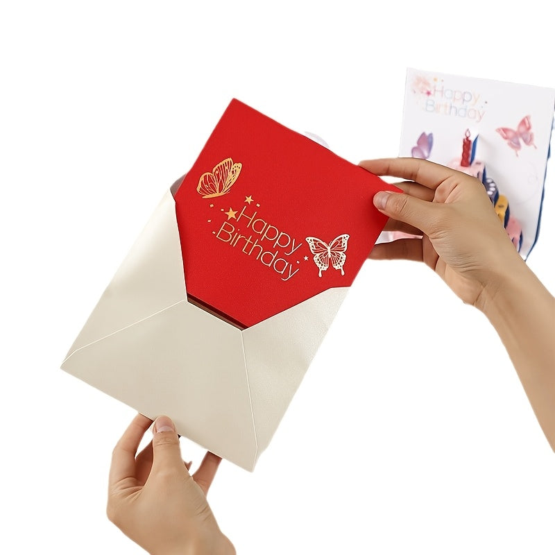 set 4 three dimensional birthday cake greeting cards