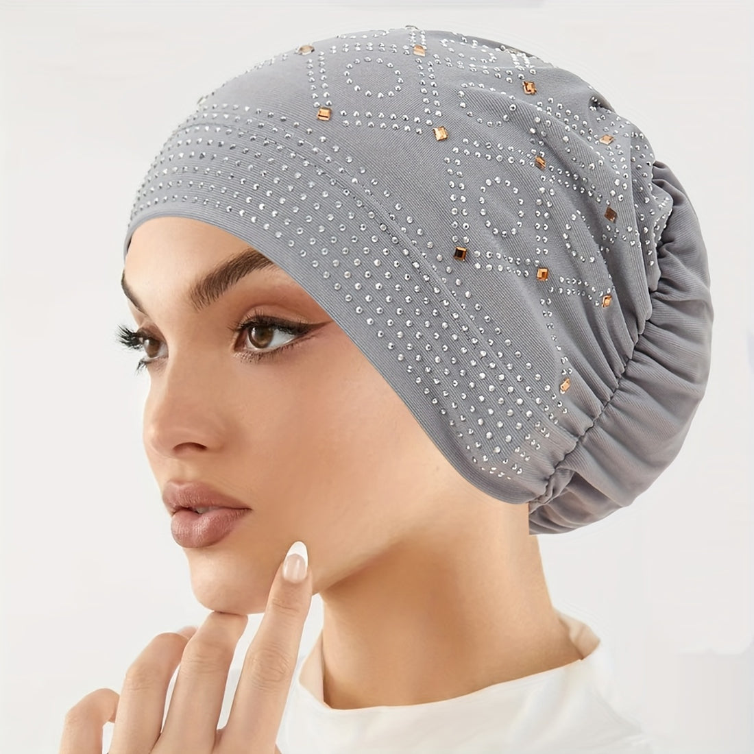 womens fashionable encrusted headscarf hat hat