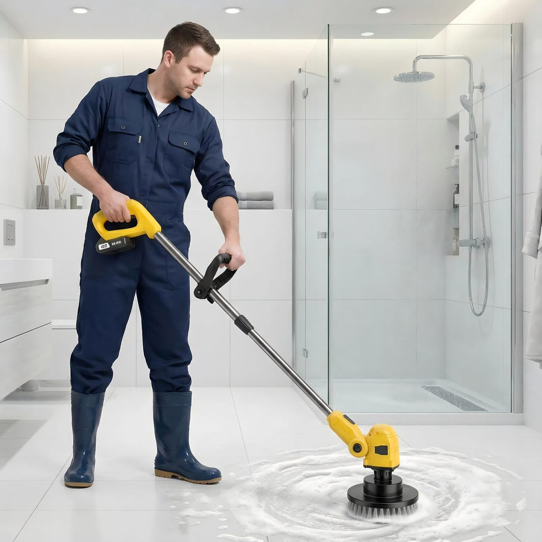 wireless rotating floor cleaner 2 brushes 4 mop pads a