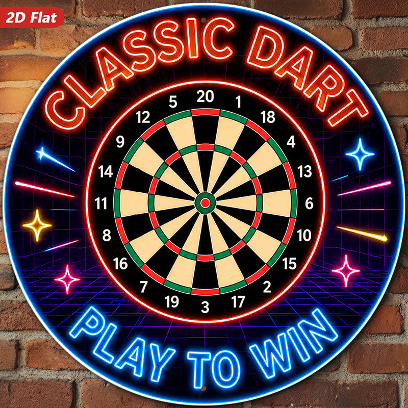 2d flat 1pc retro game wall sign round dartboard