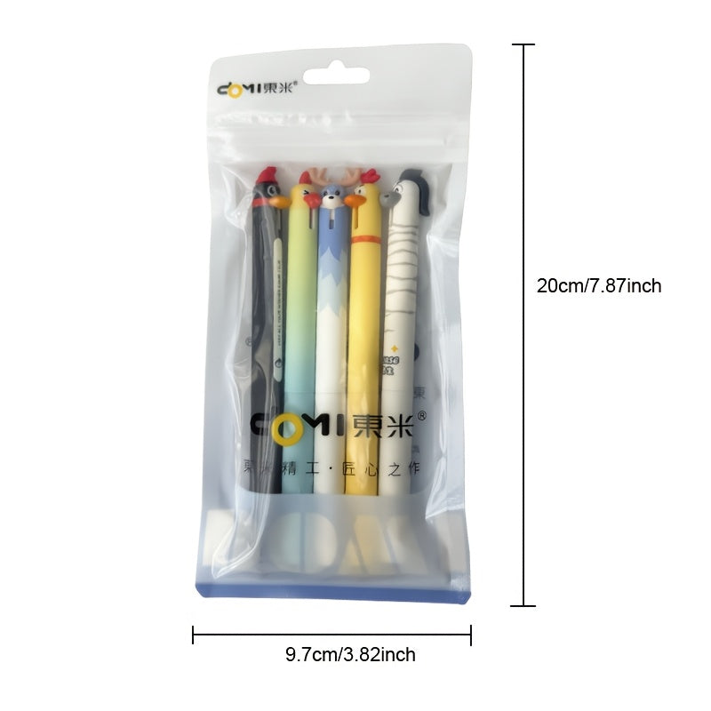 set 5 themed gel pens 0 5mm quick drying black ink