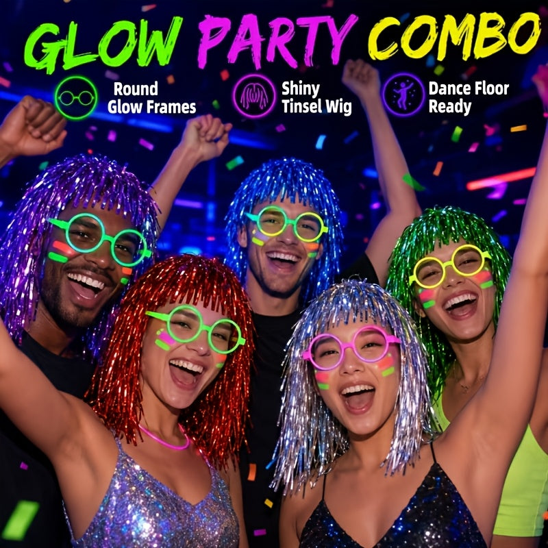 random 16 in dark party glasses neon green purple
