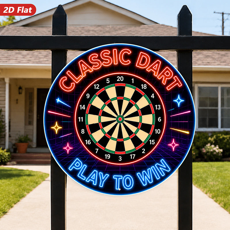 2d flat 1pc retro game wall sign round dartboard