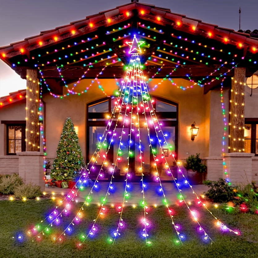 11 48 colorful christmas outdoor waterfall star shaped