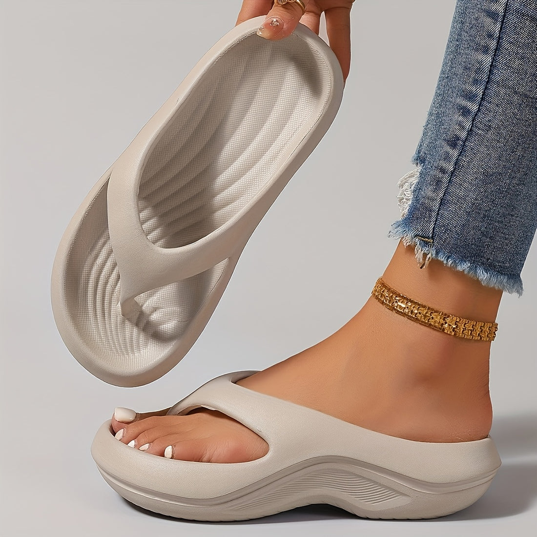 women retro eva slippers arch support thick sole heel