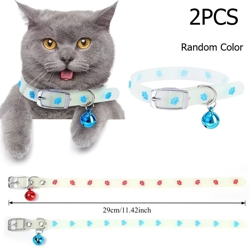 2pcs 1pc random color collar bell luminous night