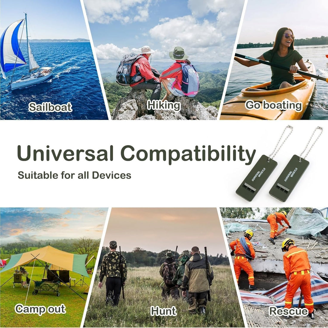 4pcs emergency survival whistle loud triple tube