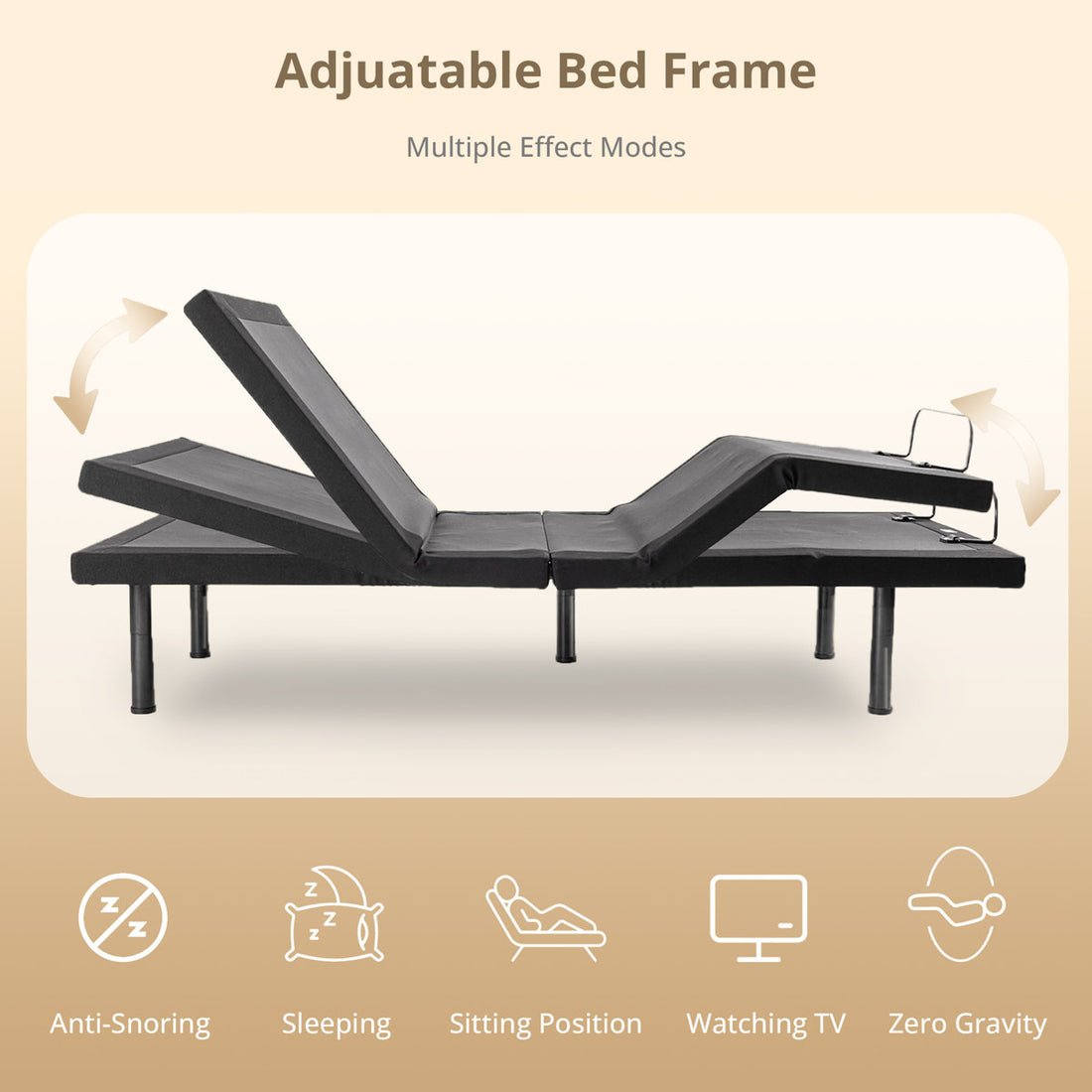 Adjustable Bed With 14”dual Foam Hybrid Mattress-zero Gravity, Massage And Wireless Remote, Underbed Light
