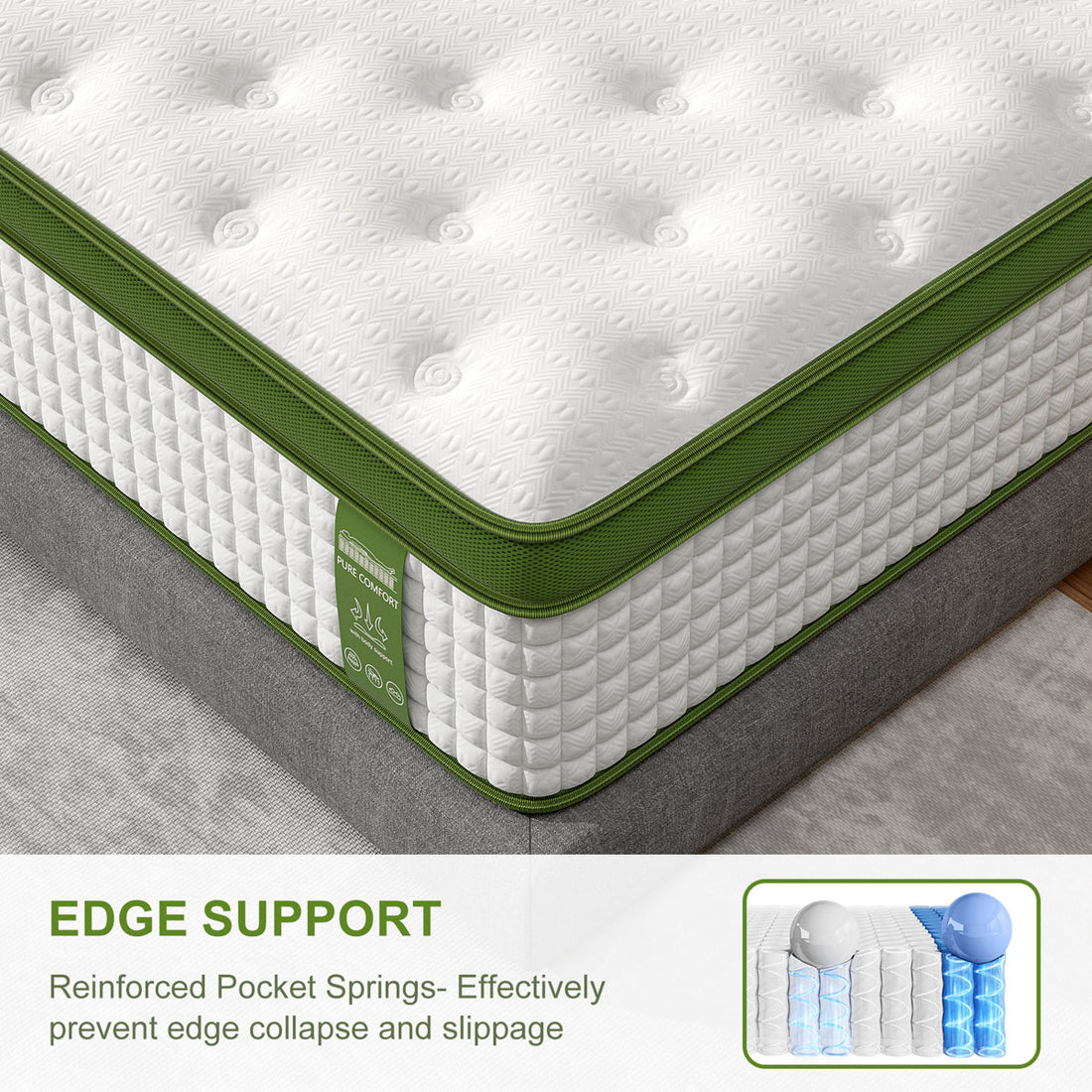 Bedstory 8-Layer Medium Firm Hybrid Mattress with Gel Memory Foam & Convoluted Support - Fiberglass-Free, CertiPUR-US/OEKO-TEX, Dual-Zone Coils