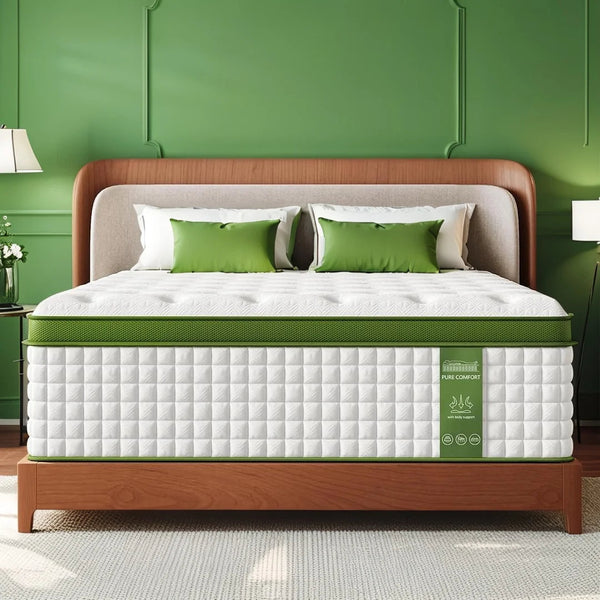 Bedstory 8-Layer Medium Firm Hybrid Mattress with Gel Memory Foam & Convoluted Support - Fiberglass-Free, CertiPUR-US/OEKO-TEX, Dual-Zone Coils