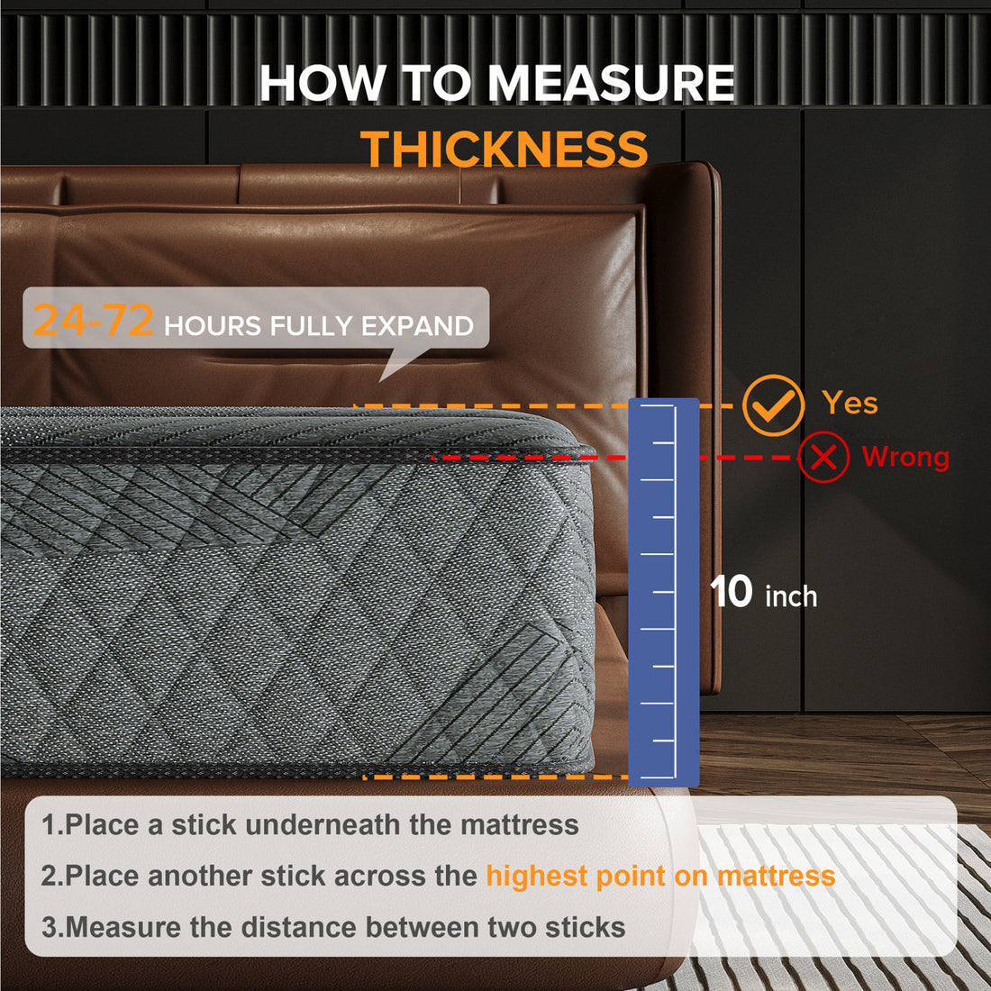 Cool 8"/10"/12"/14" Firm Gel Memory Foam Hybrid Mattress , CertiPUR-US, OEKO-TEX, SGS Certified