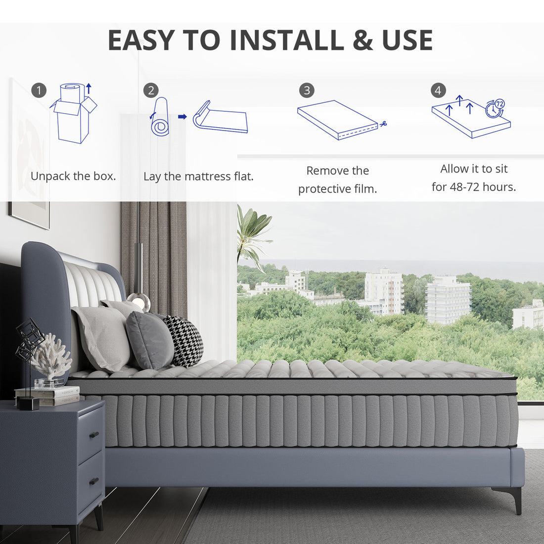 EGOHOME 14" Medium Hybrid Mattress