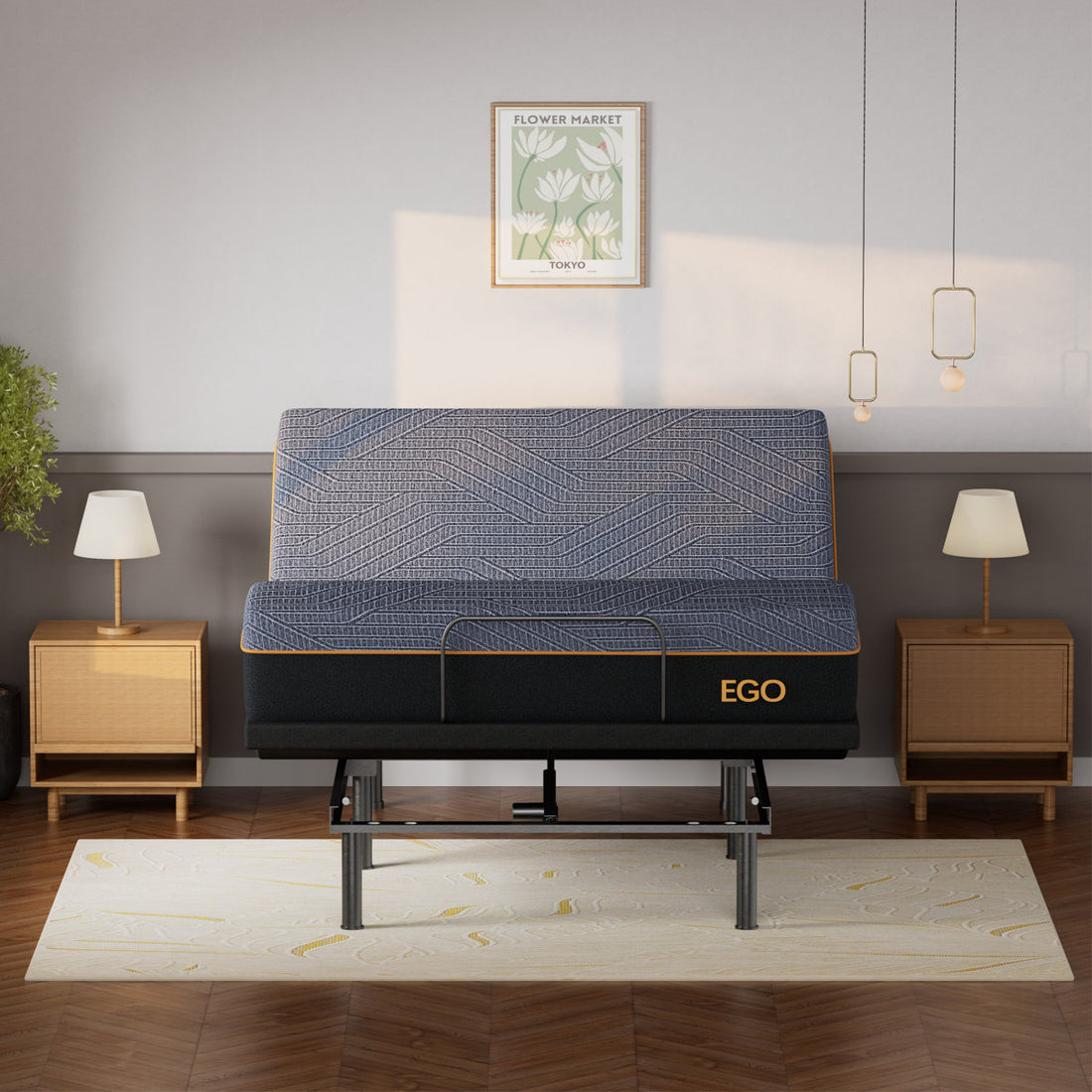 EGOHOME 15”Zero Gravity Adjustable Bed With 12" Memory Foam Mattress, Wireless Remote Control