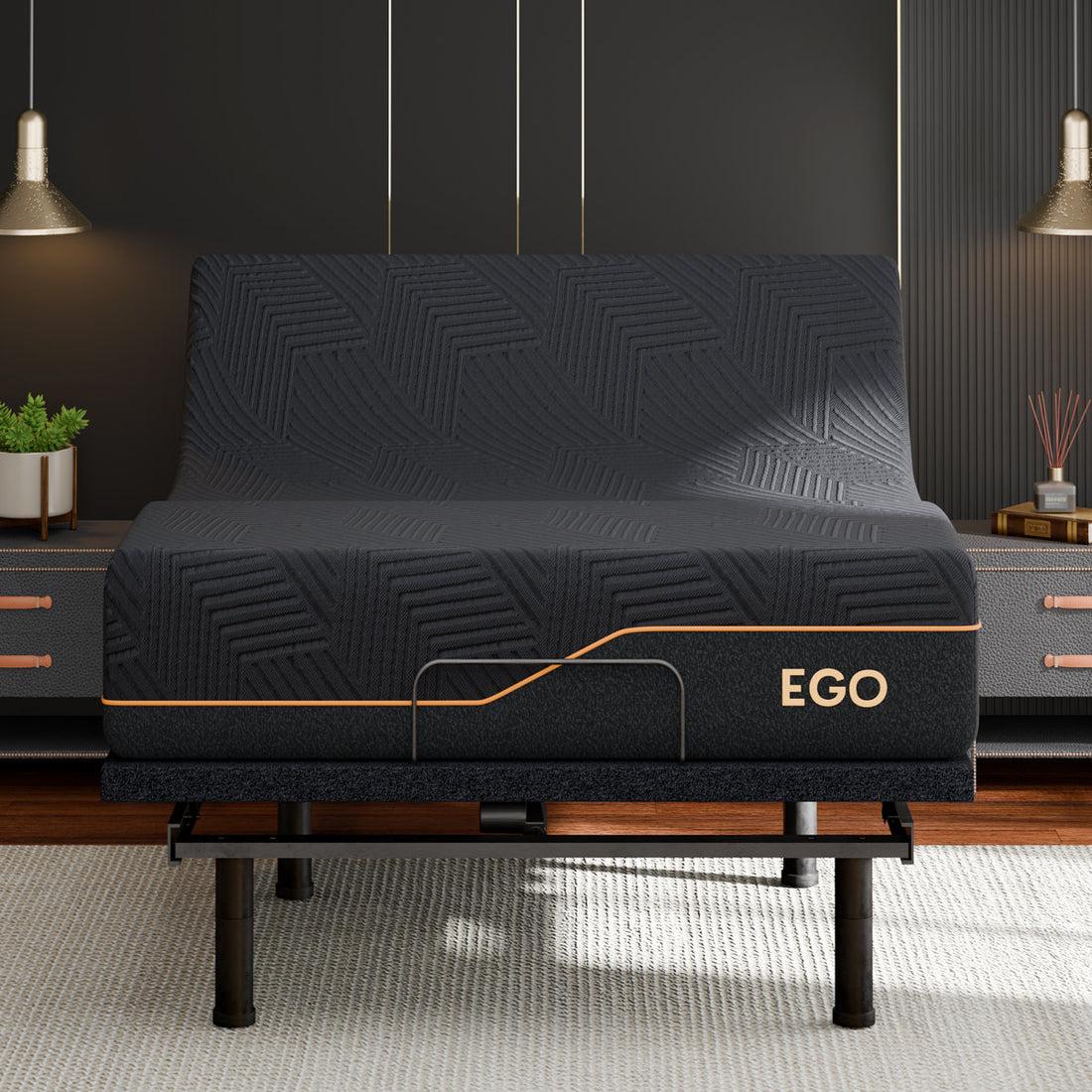 EGOHOME 15” Massaging Zero Gravity Adjustable Bed with 14" Memory Foam Mattress