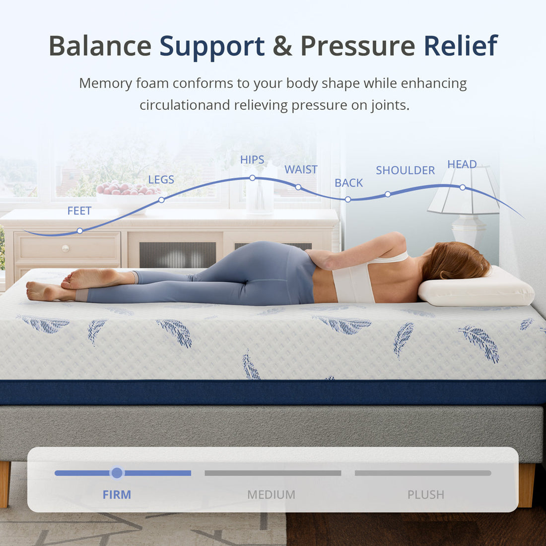 EGOHOME 8" Firm Gel Cooling Breathable Memory Foam Mattress in a Box with CertiPUR-US