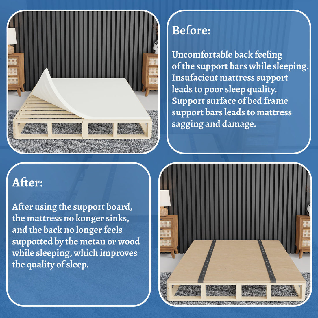 Folding Bunkie Board – Low-Profile 79″ X 58″ Mattress Support Platform For Daybeds, Bunk Beds, Futons & Metal/Wood Frames – Prevents Sagging, Easy To Install & Store.