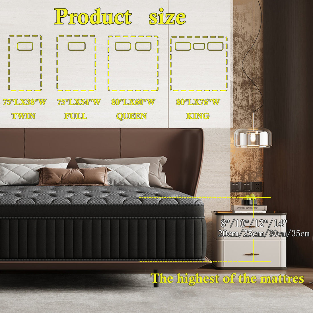 Luxury Medium Hybrid Innerspring Mattress In A Box, Individual Pocket Springs & High-Density Foam For Motion Isolation & Deep Sleep