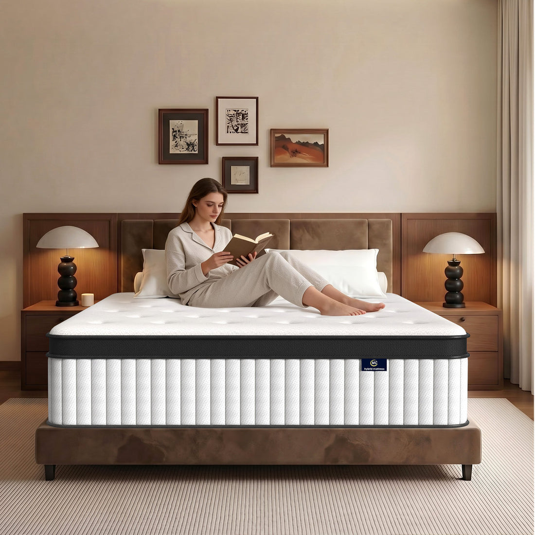 Medium Firm Hybrid Twin Mattress In A Box,Pocketed Coils,Fiberglass Free Bed Mattress for Motion Isolation & Edge Support