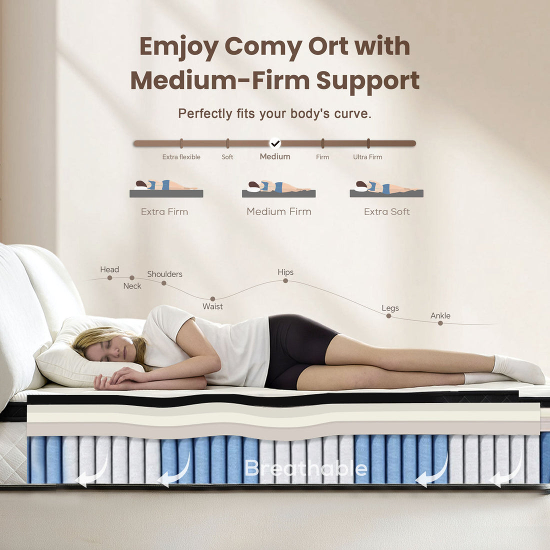 Medium Firm Memory Foam Hybrid Mattress in a Box