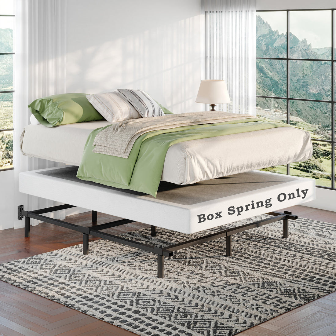 Ndayisenga 5" Low Profile Metal Box Spring with Fabric Cover, Heavy-Duty Steel Foundation, No-Squeak Support, Easy Assembly, Full Size