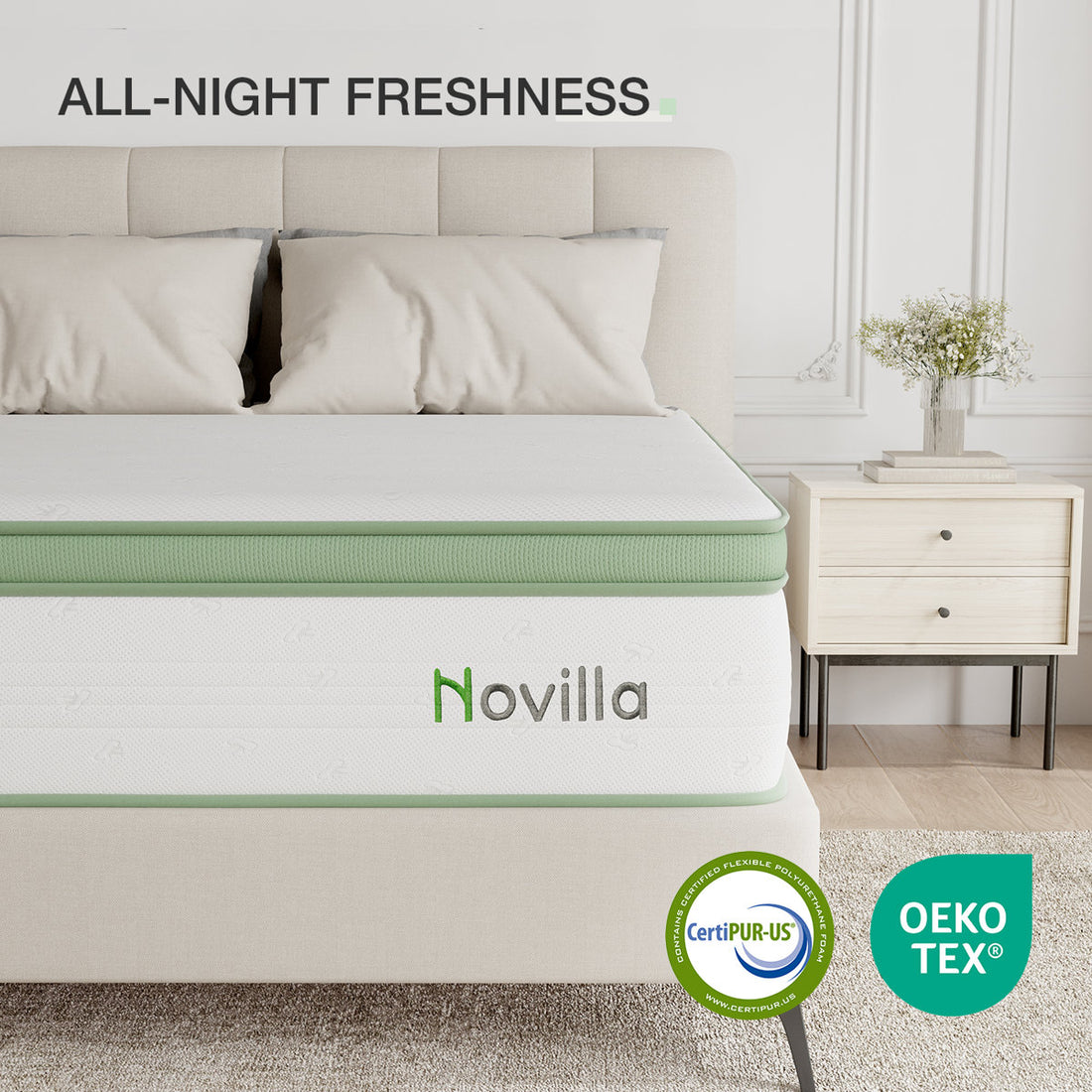 Novilla 14" Medium Cooling Gel Memory Foam Hybrid Mattress, CertiPUR-US, OEKO-TEX Certified